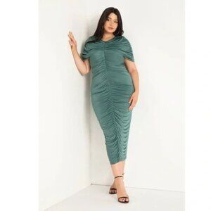 Eloquii: Ruched Green Dress (NWT)